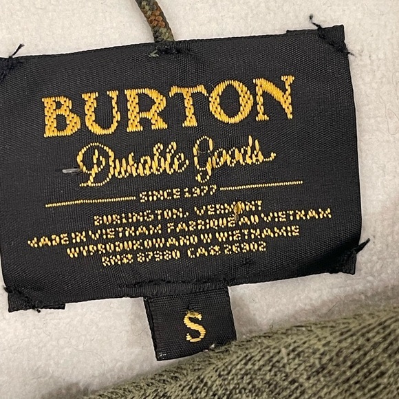 BURTON CAMOUFLAGE GREEN HOODIE PULLOVER JACKET SIZE S UNISEX - Picture 6 of 8